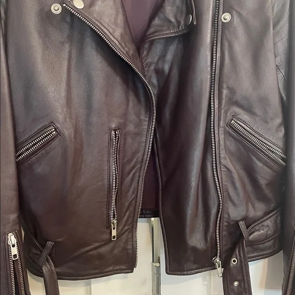 Quince 100% sheep Leather Motorcycle Jacket, color port , size medium - Picture 7 of 12